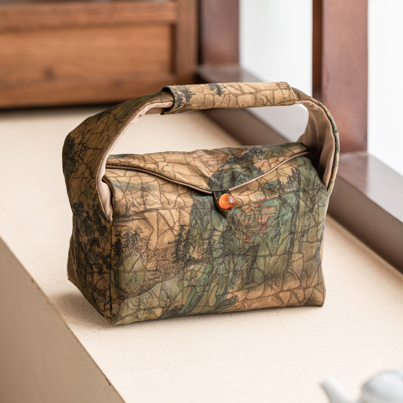 Túi lưu trữ bộ trà du lịch thổ cẩm cực kỳ nguyên chất