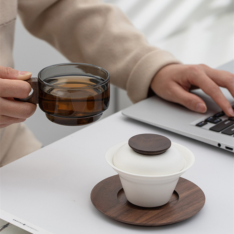 Tách trà thủy tinh tách trà cốc cà phê trà văn phòng cốc uống nước lọc có nắp dùng trong gia đình cá nhân cốc trà hoa