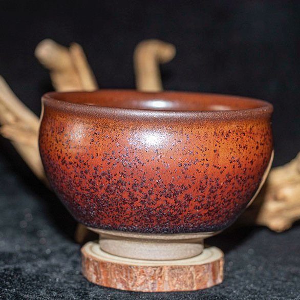 Jianyang Jianzhan Rust Silver Frost White Liqin Chai Spin Tea Cup Master Cup Nếm Trà Cup Cốc gốm cao cấp tráng men thô quặng thô