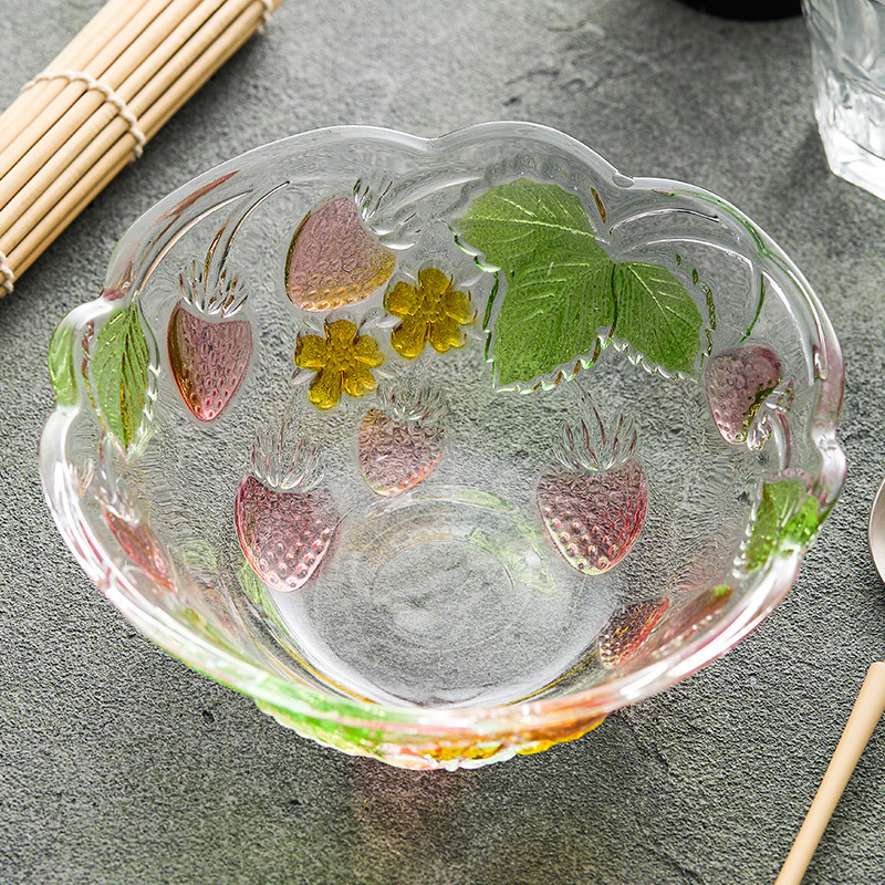 Bát đựng sữa chua, trái cây, salad bằng thủy tinh nổi hoa văn, dùng trong nhà, mẫu mới 2025, thiết kế sáng tạo, cao cấp, dùng làm bát ăn sáng