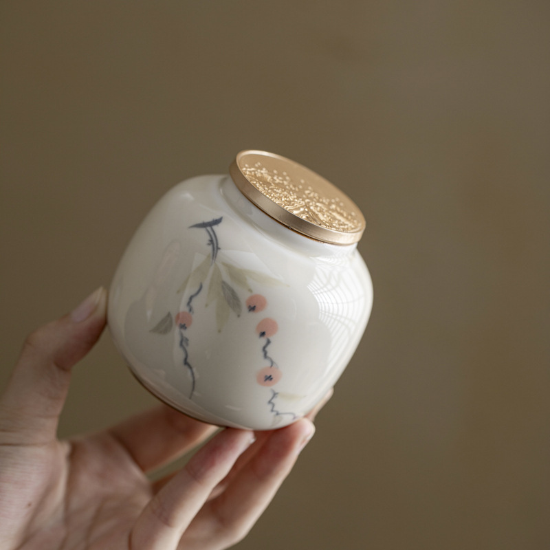 Hộp đựng trà mini vẽ tay, hộp đựng trà nhỏ tiện lợi, hộp đựng đồ chống ẩm cao cấp bằng gốm sứ gia dụng bán buôn