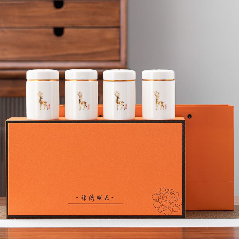 Hộp đựng trà gốm sứ Hộp quà hộp kín Hộp đựng trà nhỏ mini Hộp đựng đồ cầm tay Quà tặng doanh nghiệp