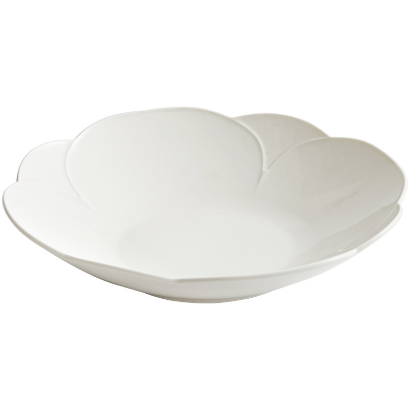 Bộ đồ ăn gốm sứ cánh hoa sứ trắng bát cơm gia dụng bát canh đĩa cá cao cấp cảm giác nhẹ sang trọng bát mì ăn đơn giản