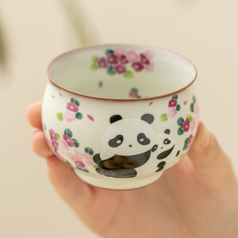 Cốc gấu trúc đông lạnh mỡ lợn, cốc trà, cốc trà nữ giá trị cao, cốc chủ sở hữu bộ trà Kung Fu có thể được nâng lên, cốc đơn