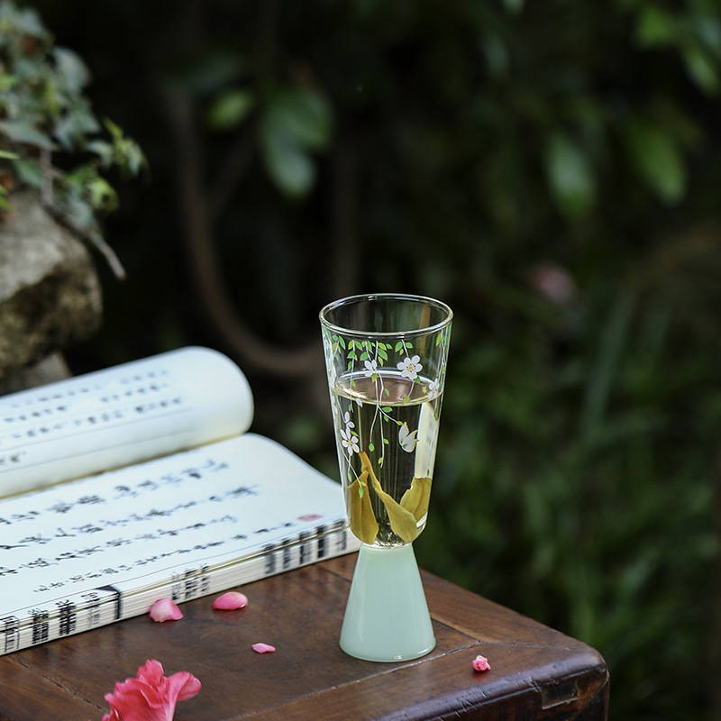 Cốc nếm trà xanh thủy tinh được Ứng Dụng Bằng Tay, cốc nếm trà nghệ thuật, cốc thủy tinh borosilicate cao cấp, cốc thơm, kích thước lớn