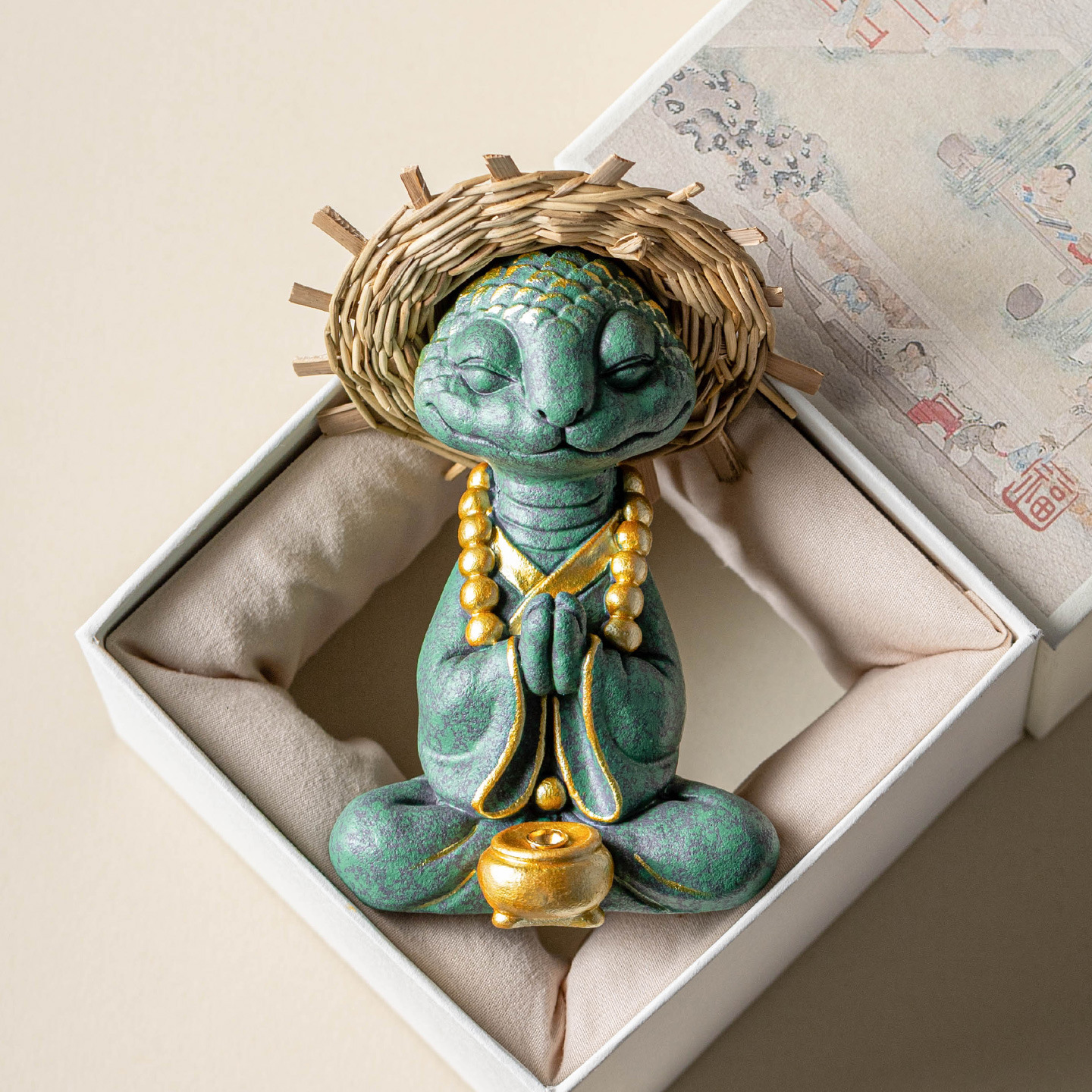 Phong cách Trung Quốc đá sa thạch xanh thu hút tài lộc trang trí văn phòng trang trí máy tính để bàn rắn thiền trà nhà đồ chơi trà thú cưng cầm tay