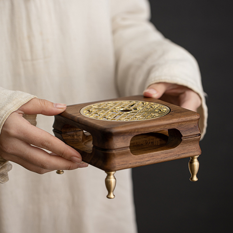 Bếp ấm trà gỗ óc chó kiểu Trung Quốc bếp trà nhỏ gia dụng nến gỗ rắn sưởi ấm bếp trà ấm bếp ấm trà nhỏ