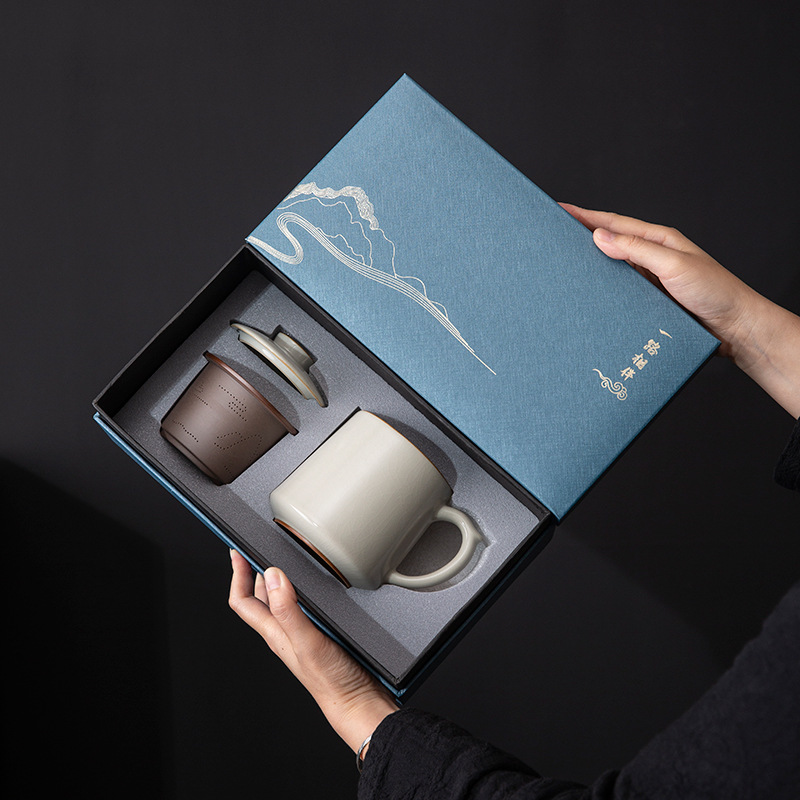 Cốc văn phòng Ruyao tách trà nước tách trà gốm sứ có thể nâng cao cốc pha trà cao cấp bán buôn cốc cá nhân lưu niệm