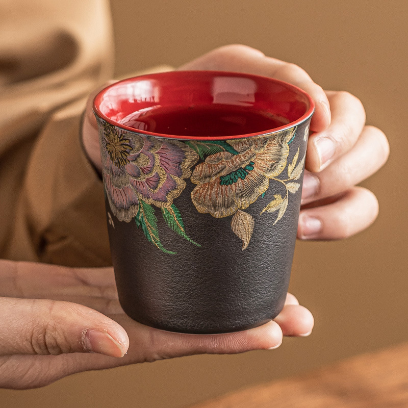 Cốc trà hoa nướng Kesi cốc chủ nhân cao cấp gốm sứ cốc ống thẳng Mohua lộng lẫy cốc uống trà sang trọng nhẹ gia dụng