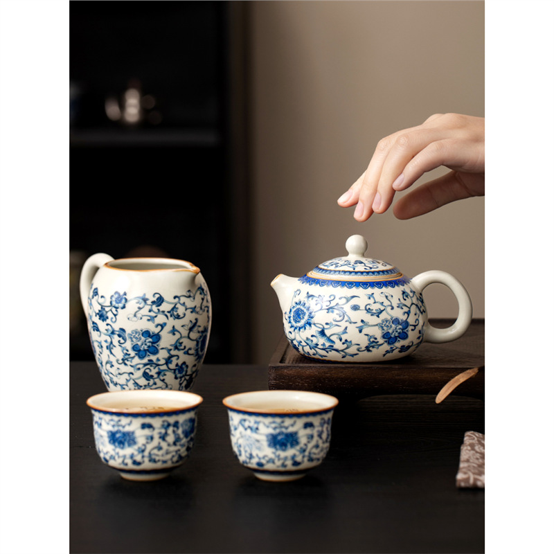 Ấm trà Xishi trong lò Ru màu xanh và trắng, ấm trà Xishi, ấm trà Kung Fu gia dụng, ấm trà cao cấp