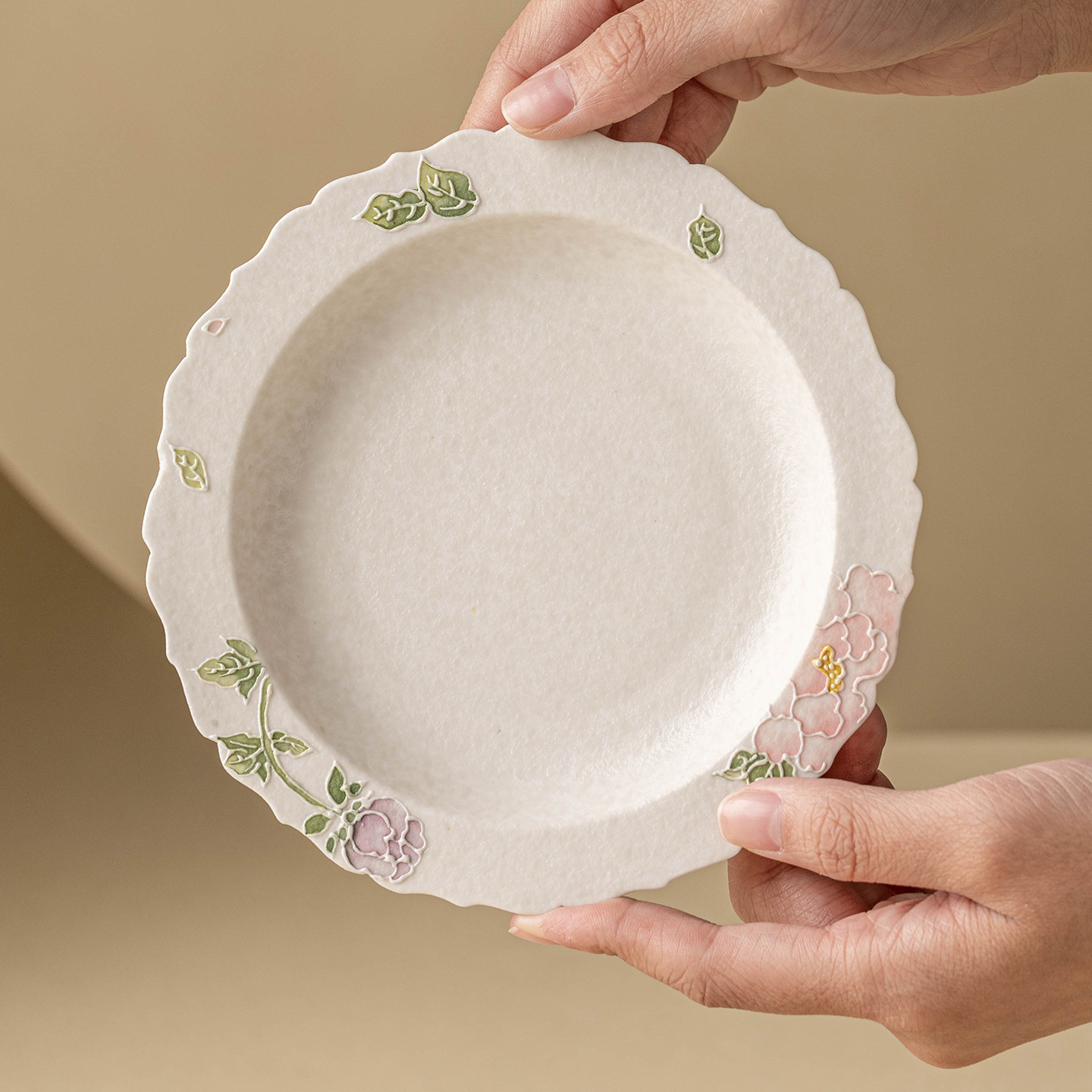 Phụ kiện bộ trà trắng mỏ đá cực chất, chậu miệng hoa mẫu đơn khắc, khay trà gốm, khay trà, khay pha khô giá trị cao