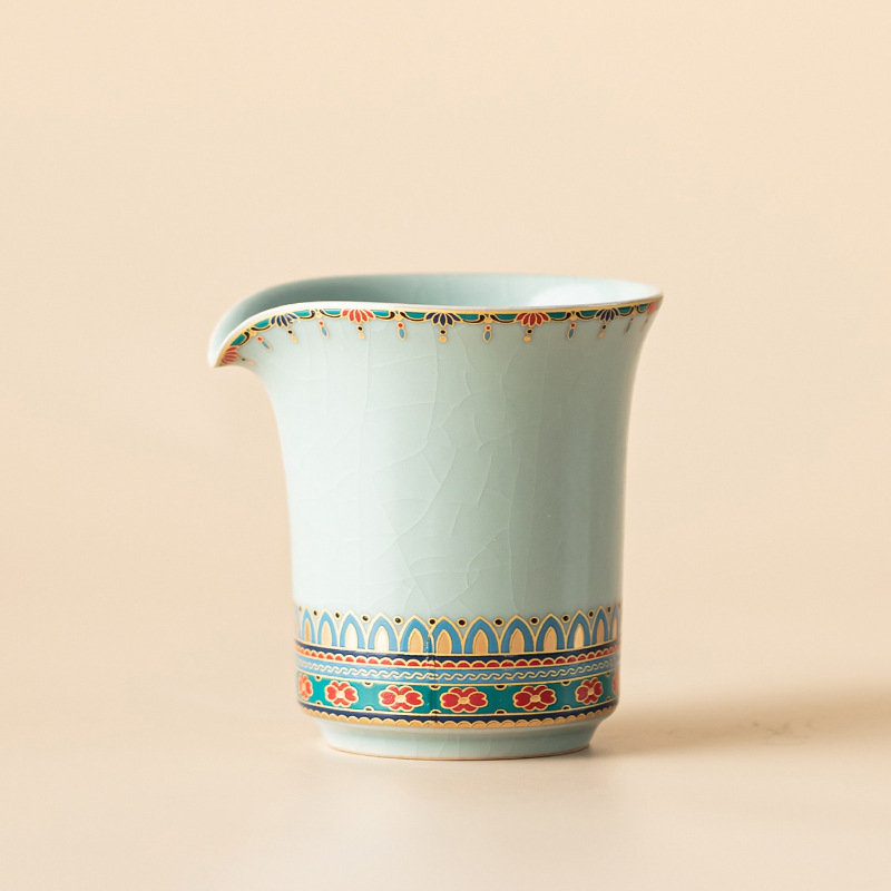 Dunhuang Baoxianghua Ru Kiln Road Cup Dụng cụ pha trà gốm sứ gia dụng Dụng cụ pha trà Haifen có thể nâng cao phụ kiện bộ trà Kung Fu Cốc công cộng