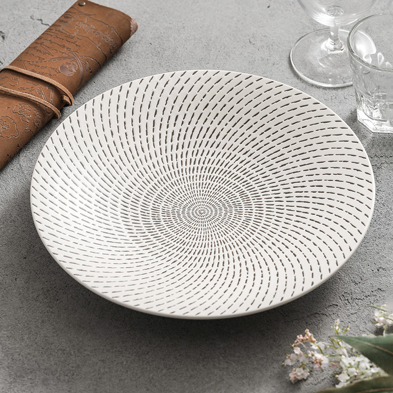 Đĩa mưa sao băng Đĩa món ăn gia dụng Đĩa mì ống gốm trắng cao cấp Đĩa đồ ăn phương Tây Đĩa đồ ăn khách sạn Đĩa hình tròn