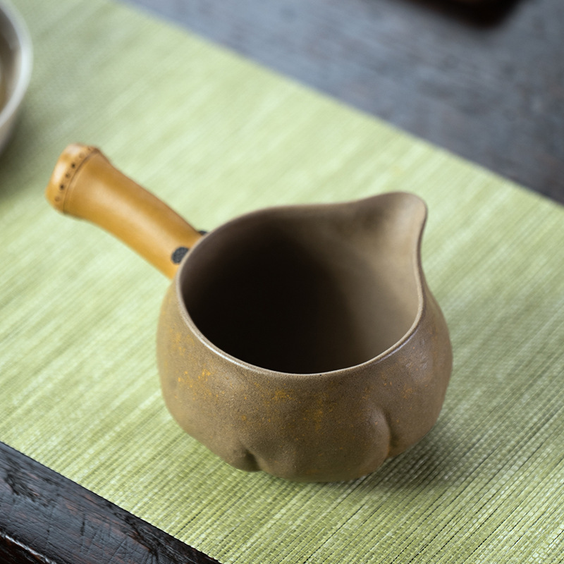 Cốc trà tử sa Nghi Hưng cốc trà tay cầm bằng tre, cốc sữa kiểu Nhật, dụng cụ trà, phụ kiện trà đạo, đồ trang trí cốc công cộng