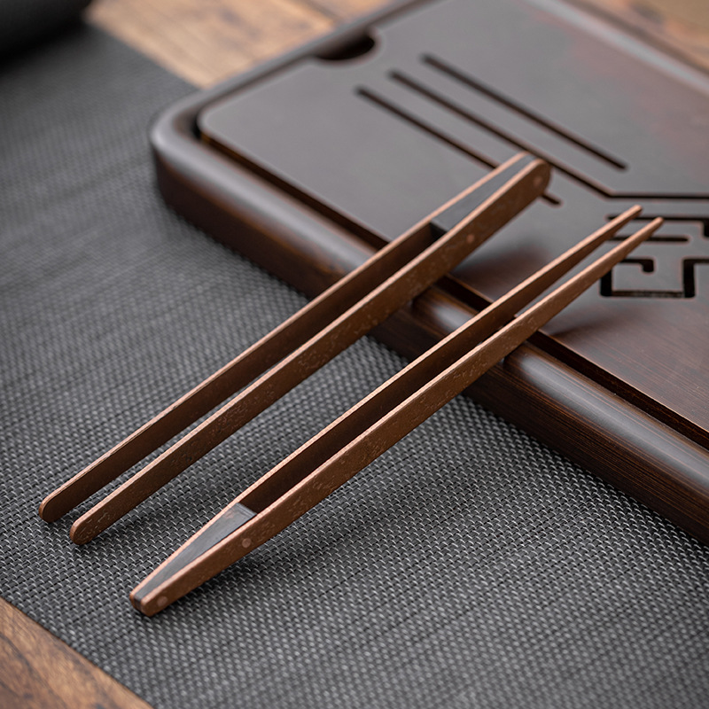 Kẹp trà bằng đồng vân búa kẹp rửa chén kẹp trà kẹp trà kẹp trà bằng đồng kẹp trà phụ kiện trà đạo sáu quý ông