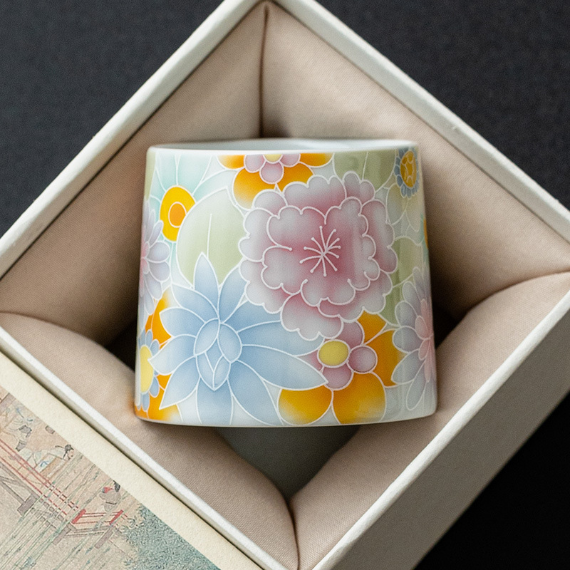 Cốc nghiêng Vạn hoa tráng men cổ cực kỳ nguyên chất, cốc trà gốm sứ, cốc chủ, bộ trà sáng tạo, cốc trà gia dụng, cốc trà đơn