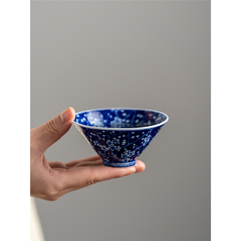 Bingmei Pu'er Cup Master Cup Cốc đơn Cốc trà gốm sứ cao cấp sơn bên trong sứ trắng xanh đầy đủ sơn đồ trà Kung Fu quà lưu niệm