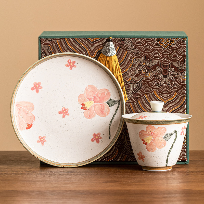 Bát hai nắp cao cấp, bát trà hoa chuông có nắp, cốc trà kungfu gia dụng chống bỏng dung tích lớn