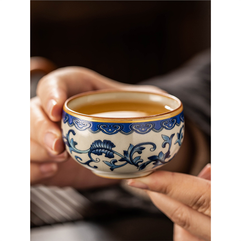 Bộ trà Ruyao màu xanh và trắng, cốc chủ sở hữu, tách trà cá nhân cao cấp, trà gốm sứ, cốc đơn, bộ trà Kung Fu, cốc trà