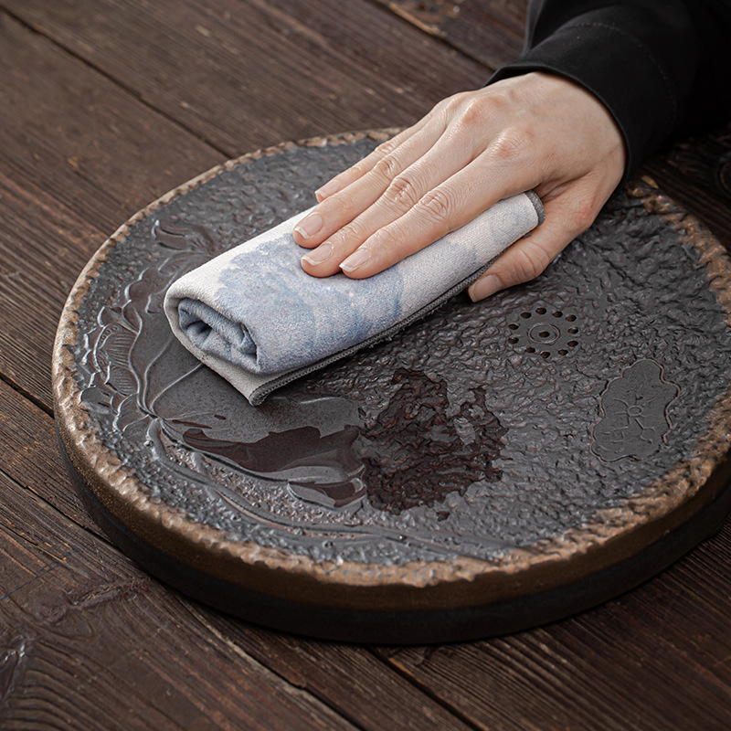 Khăn Trà Sơn Khăn trải bàn trà Khăn trải bàn thấm nước dày dặn vải trà phong cách Nhật Bản vải dệt Thiền khăn bông lanh phụ kiện trà đạo