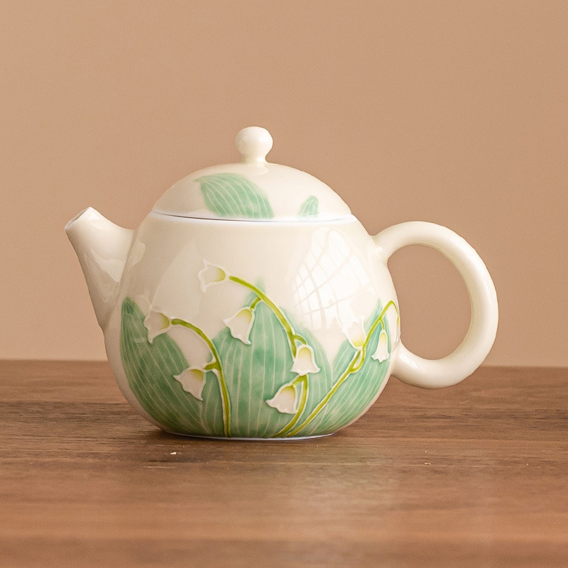 Ấm trà Wendan hoa chuông vẽ tay ấm trà gốm sứ dụng cụ trà kungfu gia dụng lọc ấm trà đơn ấm cầm tay
