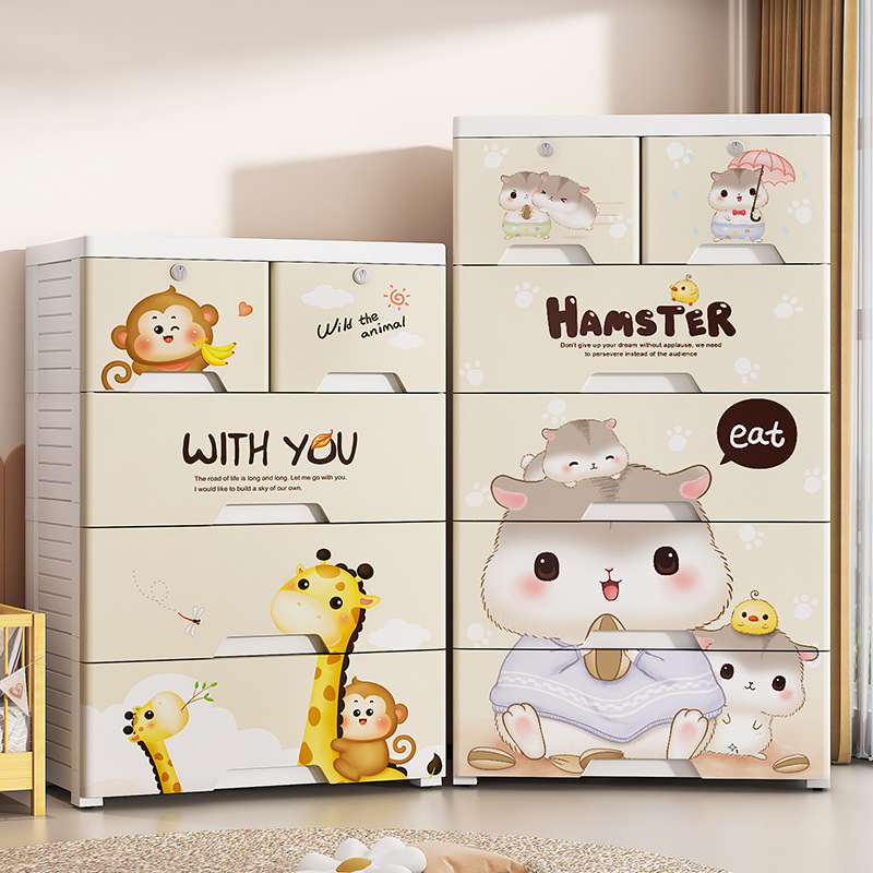Tủ Đựng Đồ Kiểu ngăn kéo cho người dùng nhỏ Tủ Đựng Đồ hoạt hình cho thuê căn hộ nhiều tầng Tủ Đựng Quần áo trẻ em bằng nhựa