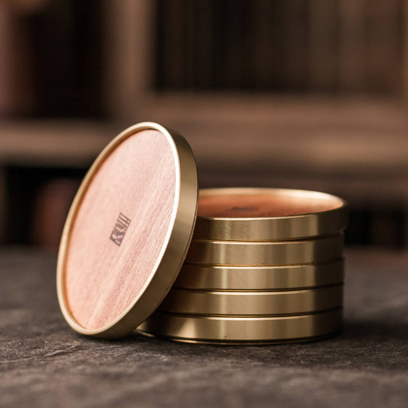 Bộ đồ trà sáu quý ông bằng gỗ rắn Phụ Kiện Dụng cụ lót tách trà gỗ Đàn hương đen trà đạo 6 quý ông dao trà cao cấp