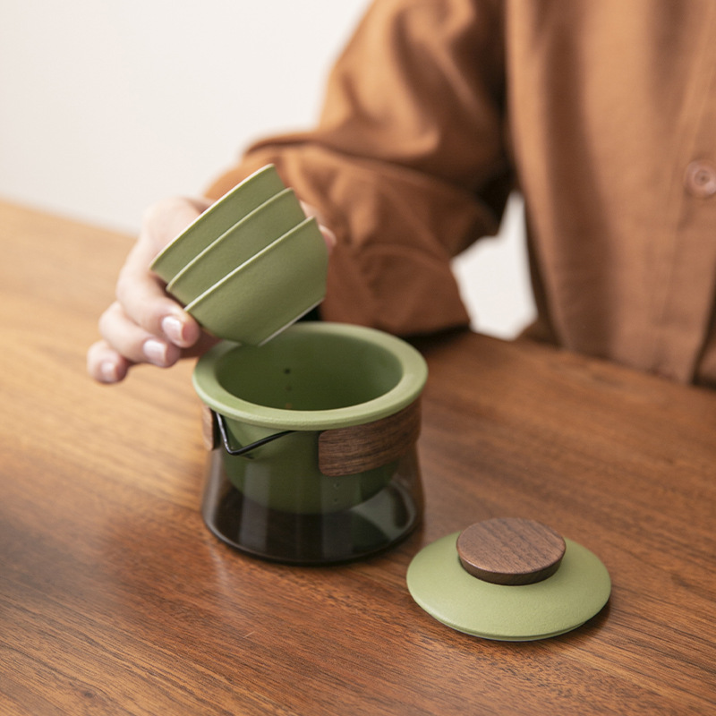 Bộ trà du lịch, cốc khách nhanh, cắm trại ngoài trời, thiết bị uống trà, bộ trà Kung Fu, bán buôn một ấm ba cốc