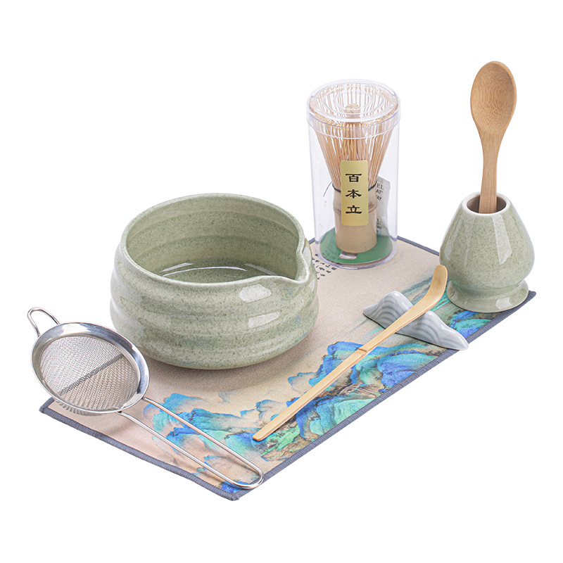 Bát matcha sọc, bình trà, bộ đứng, trà thời Tống, gốm Baixi, bình khuấy, dụng cụ pha trà, phụ kiện bộ trà gốm sứ