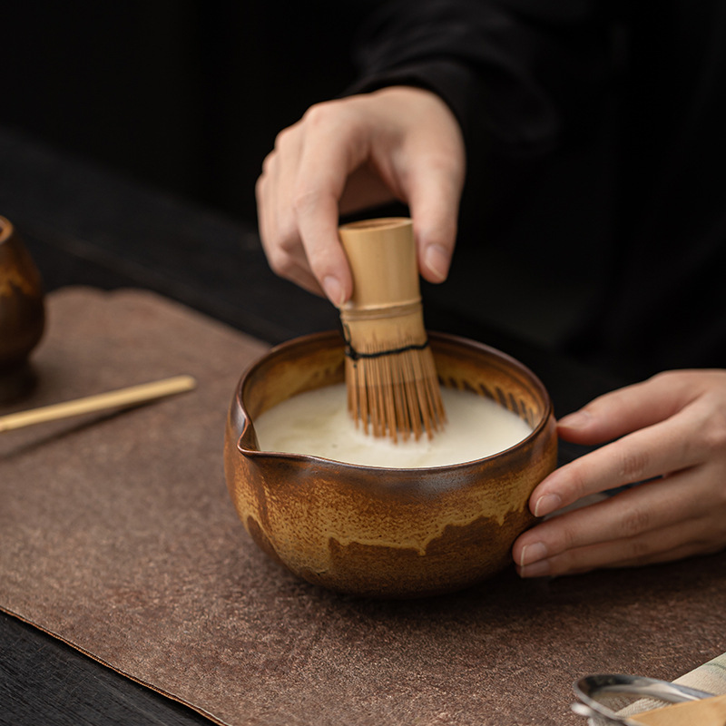 Bát matcha lò cổ, bình trà, bộ đứng, phụ kiện trà gốm sứ, bình khuấy, bình trà, bát trà có ren, bàn chải trà, bình trà