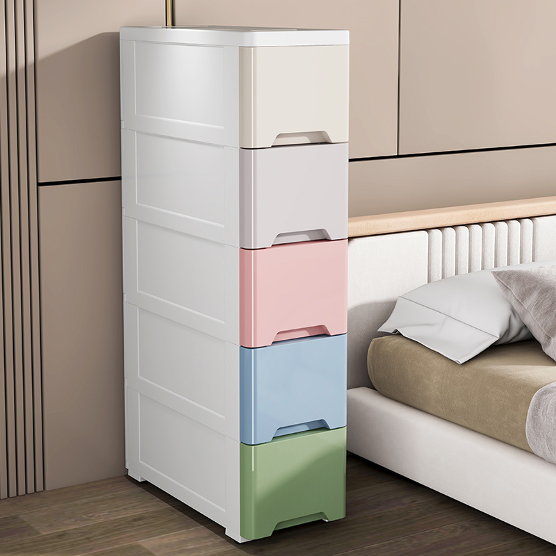 Tủ lưu trữ khe hở 20-30cm Tủ đựng đồ nhựa kiểu ngăn kéo Tủ hoàn thiện nhà bếp Tủ phòng tắm Tủ hẹp màu trơn