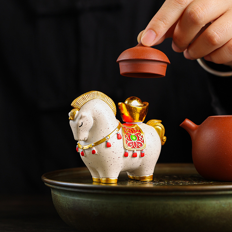 Trà thú cưng làm giàu ngay lập tức 2025 cửa hàng mới sang trọng có thể nâng cao trà chơi bàn trà bàn trà sáng tạo đồ trang trí nhỏ thu hút sự giàu có