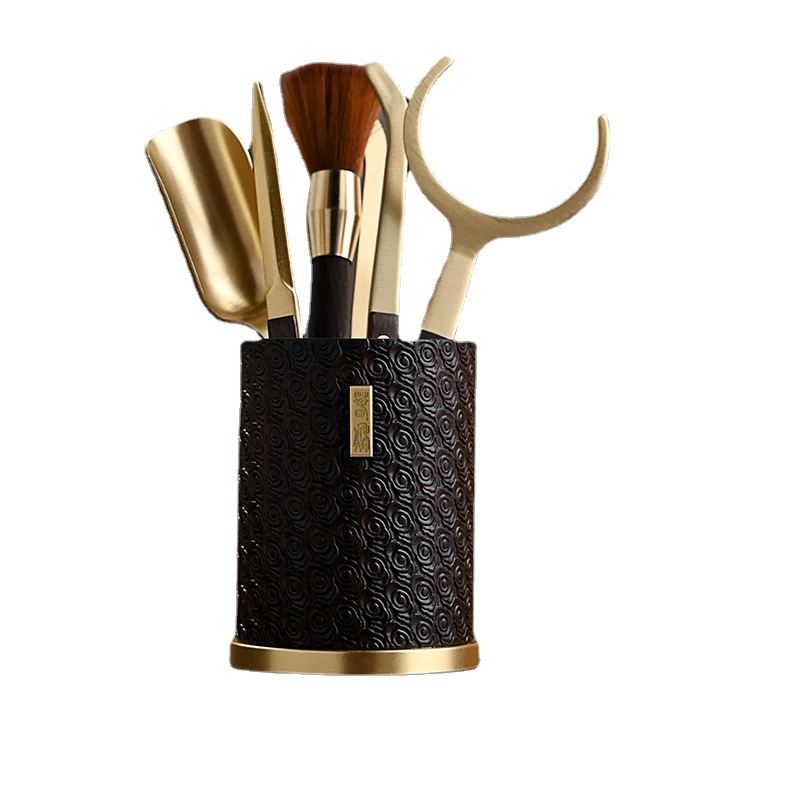 Bộ trà đạo bằng gỗ Đồng sáu quý ông Bộ trà Kungfu bằng gỗ mun Phụ Kiện Kẹp Trà Kim Trà dụng cụ pha trà thìa