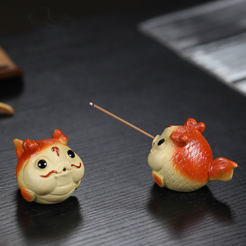 Đồ trang trí rồng vật nuôi trà cát tím Yixing sáng tạo bong bóng rồng để bàn trà thú vị khay trà có thể nâng cao hương trà đạo Cắm cá rồng