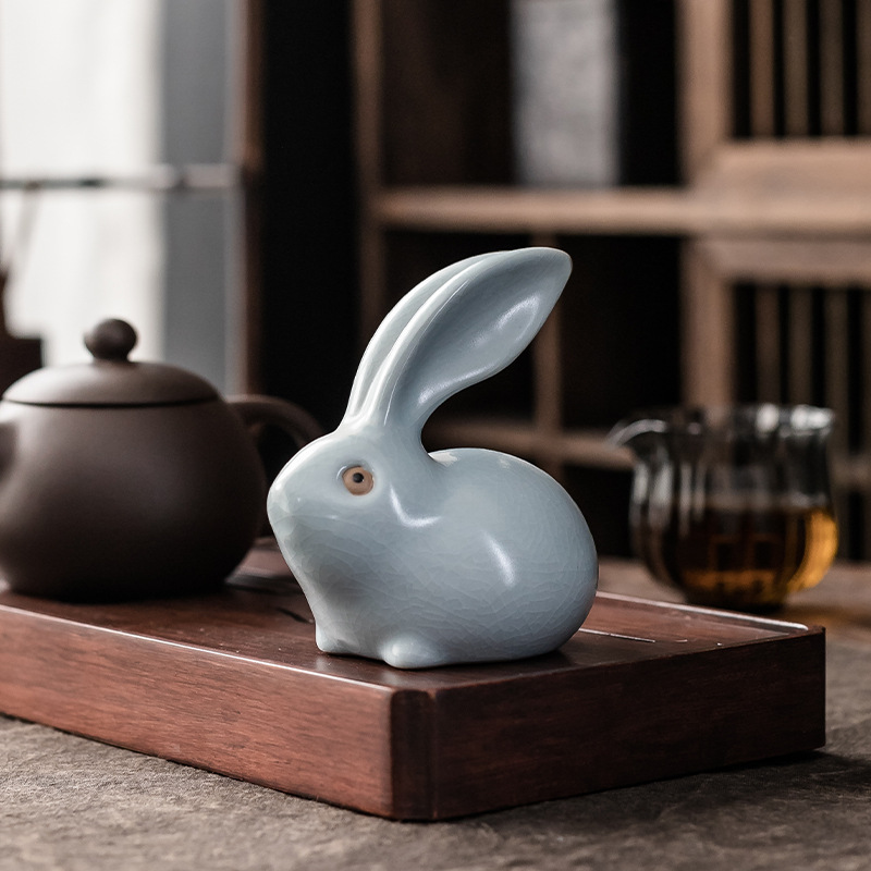 Đồ trang trí cửa hàng thỏ vật nuôi trà Ruyao có thể nâng cao cá tính sáng tạo Bộ trà Kung Fu dễ thương phụ kiện Khay trà chơi trà