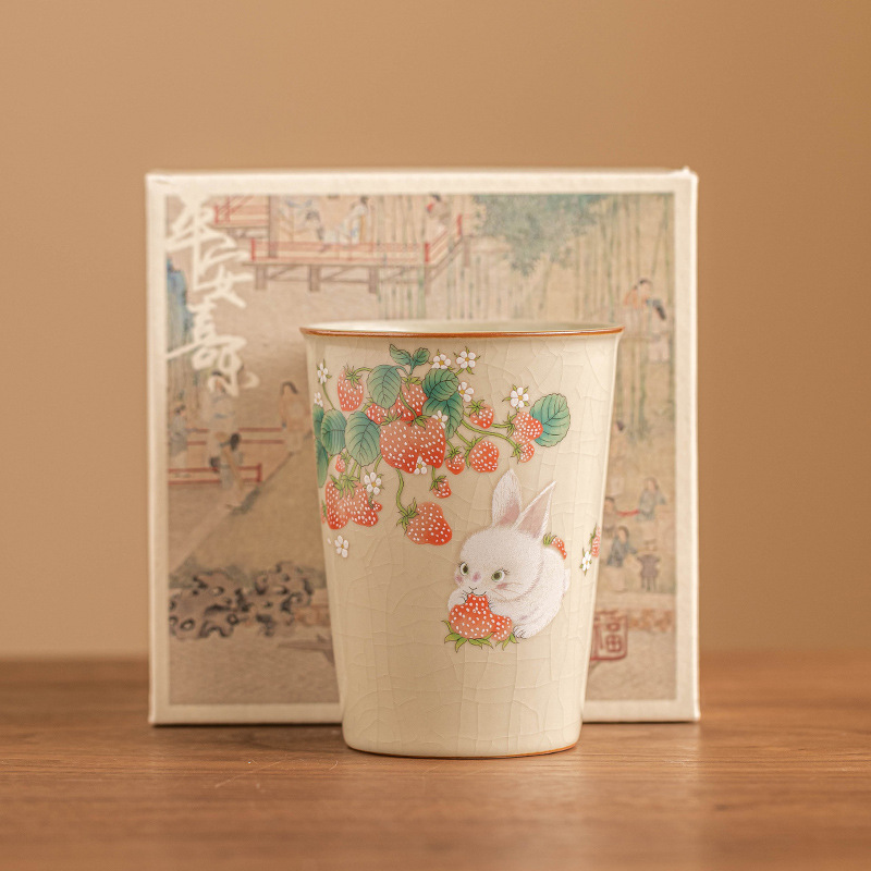 Cốc chủ nhân thỏ dâu tây Ruyao cốc đơn cốc trà cá nhân nữ cốc tiện dụng cốc trà Trung Quốc dung tích lớn
