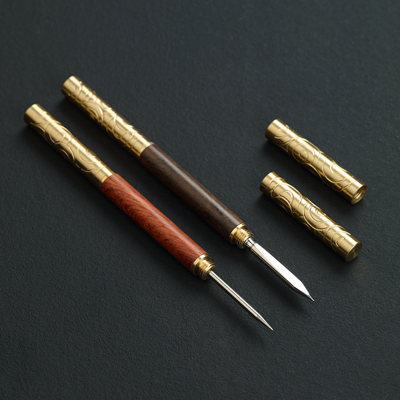 Dao pha trà cho trà Phổ Nhĩ, dao pha trà đặc biệt làm bằng gỗ mun, kim pha trà bằng gỗ nguyên khối, dao pha trà đa năng tinh tế, phụ kiện pha trà.