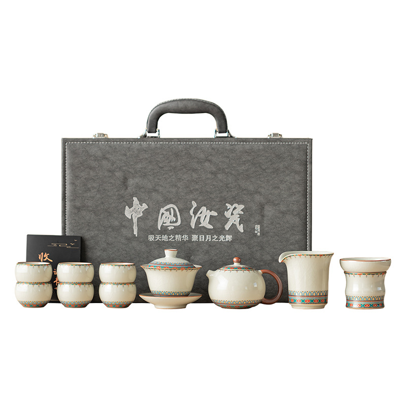 Bộ ấm trà Kung Fu Ruyao Dunhuang Baoxianghua có thể nâng cao bộ ấm trà văn hóa và sáng tạo quốc gia cho khách hàng hộp quà lãnh đạo