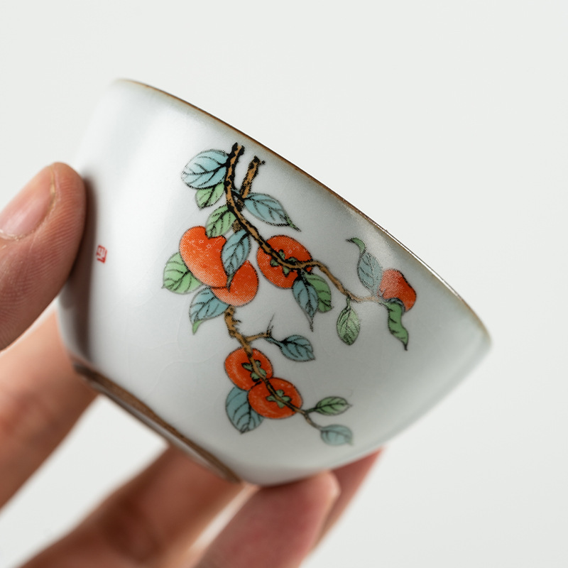 Bộ ấm trà du lịch Lò nung quả hồng Heshantang, túi đựng đồ xách tay, ấm trà đi kèm, cốc nhanh, một ấm ba cốc