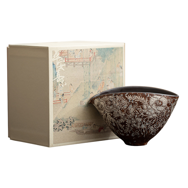 Cốc công bằng mạ bạc đầy hoa cốc cốc chia trà dung tích lớn gốm thô đất sét đá cũ gia dụng cổ điển cốc cốc đồng phục trà biển