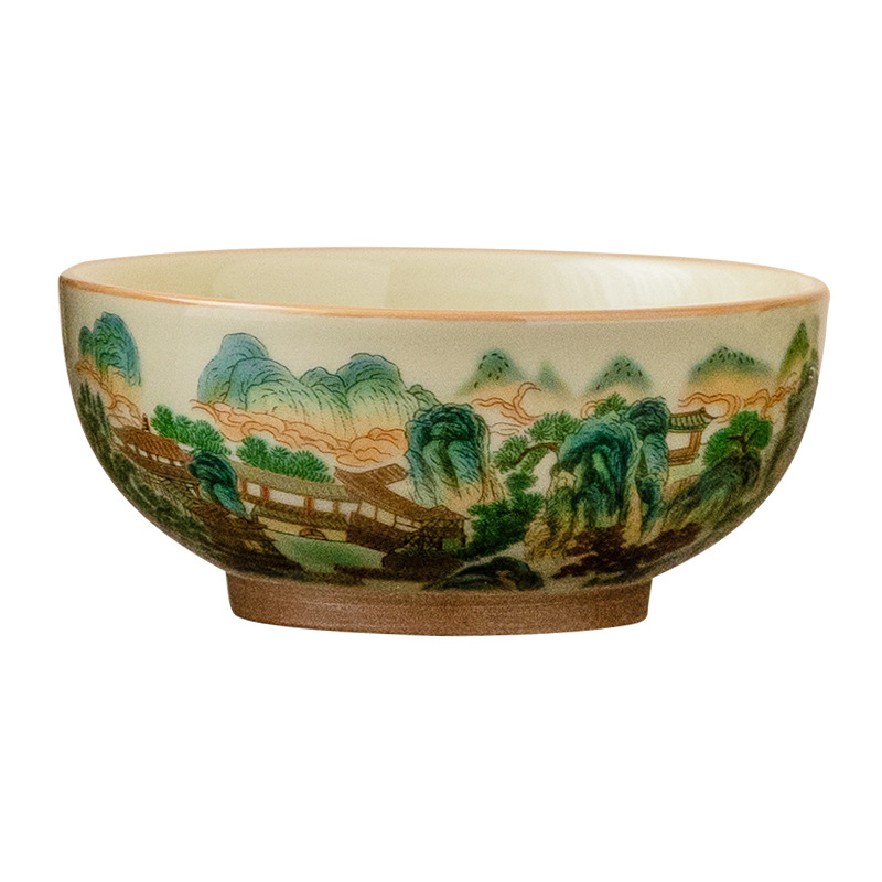 Nhà máy Cốc phong cảnh đầy màu sắc Cốc trà Pu'er dung tích lớn Cốc chủ gốm sứ Bộ trà Kung Fu Trung Quốc Cốc trà