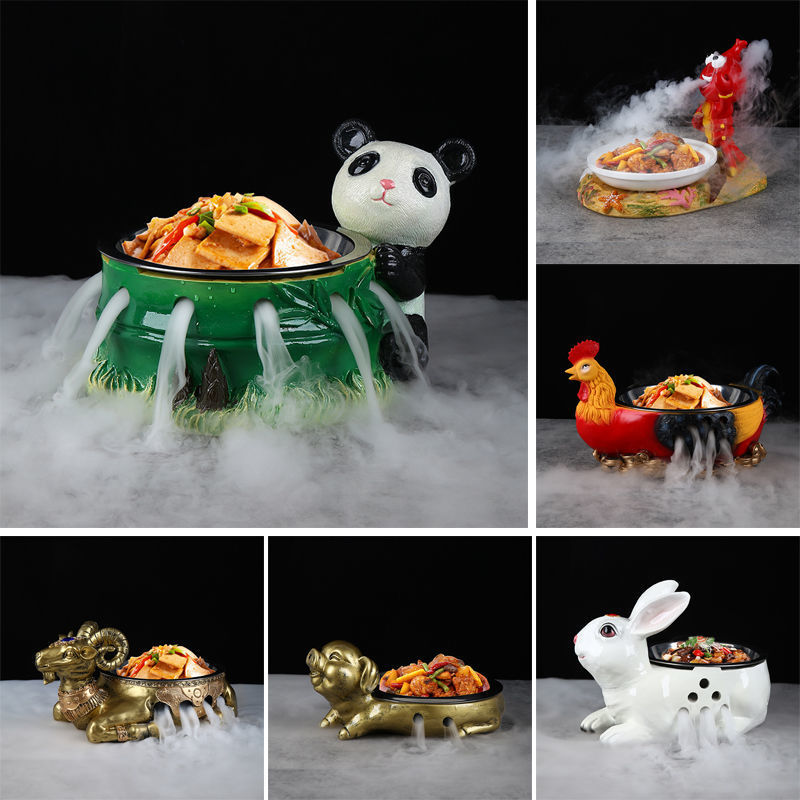 Hình con bò đặc trưng khách sạn đá khô sáng tạo đĩa lẩu Hình dáng mới đĩa lớn Nhà hàng cao cấp