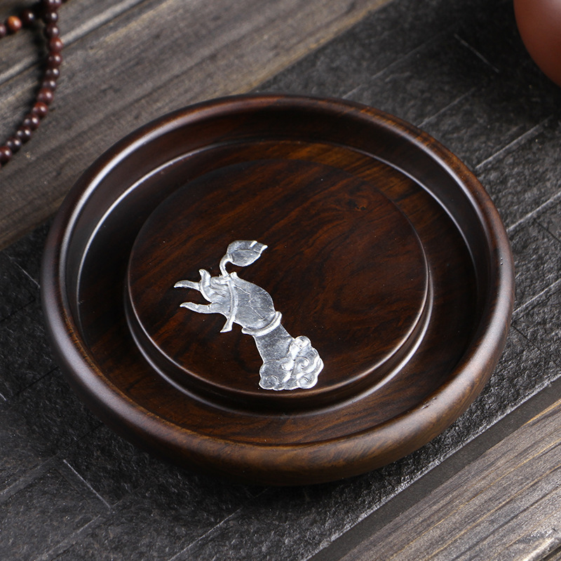 Chậu gỗ mun gỗ rắn có bàn bọt khô sáng tạo kiểu Trung Quốc đệm ấm cách nhiệt nguyên chất thiếc nguyên chất phụ kiện bộ trà Kung Fu nhà sản xuất bán buôn