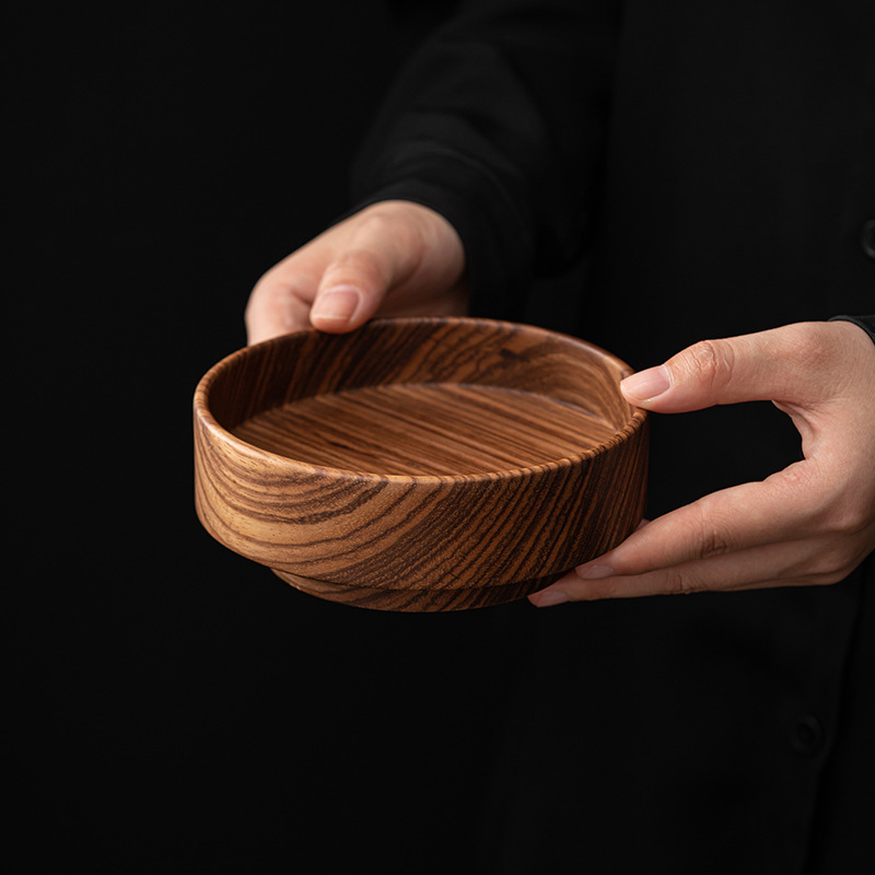 Ấm làm bằng tay kiểu Trung Quốc, khay đựng đồ ăn nhẹ trái cây khô chân cao bằng Gỗ Óc Chó Đen Bắc Mỹ, khay đựng phụ kiện trà đạo, khay trà nhỏ