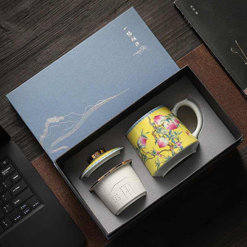 Cốc trà cao cấp Jingdezhen cốc nước tráng men cặp đôi Cốc pha trà tách nước cốc chuyên dụng cá nhân