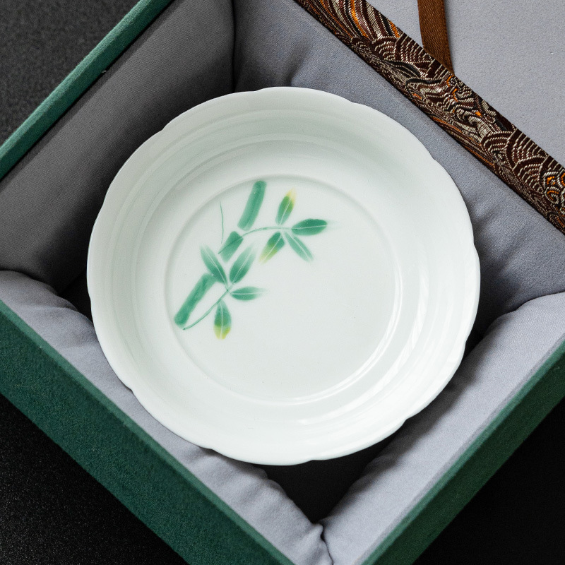 Khay dụng cụ pha trà màu xám cỏ cây ấm hình hoa cao cấp vẽ tay, khay đựng trà dùng trong gia đình kiểu Trung Quốc, khay đựng ấm trà, đệm ấm trà