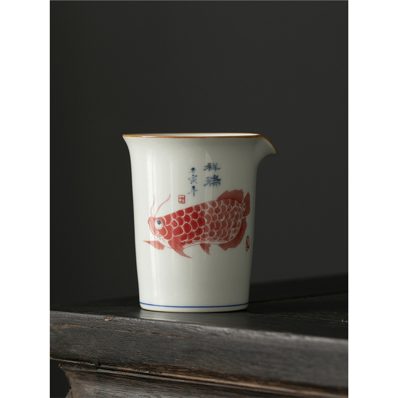 Cốc công bằng màu xanh và trắng cổ điển Bộ trà Kung Fu biển trà lớn bằng gốm sứ Đồng phục trà cá rồng biển tách trà cốc công cộng chống bỏng