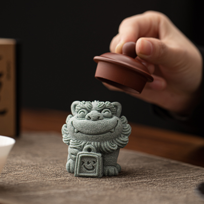 Đồ trang trí nhỏ trang trí mặt bàn văn phòng nhà sư tử sáng tạo phong cách cát đá xanh