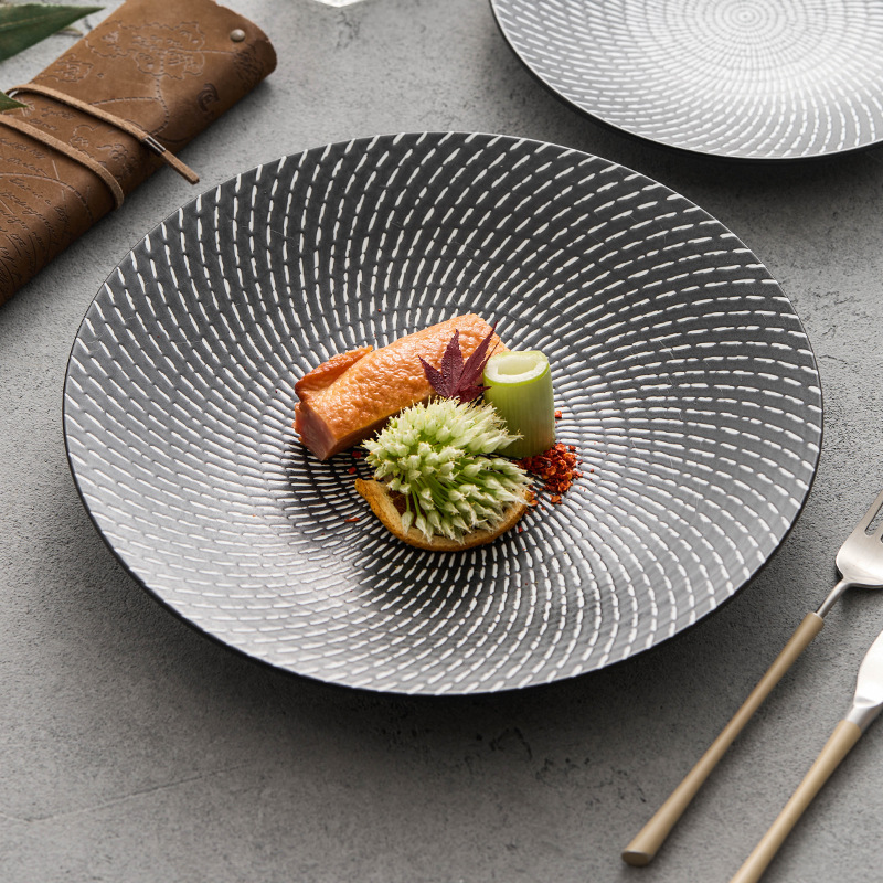 Đĩa gốm mưa sao băng Đĩa salad Đĩa gia dụng Bộ đồ ăn khách sạn sang trọng nhẹ nhàng cao cấp Đĩa ăn hình tròn Đĩa bít tết