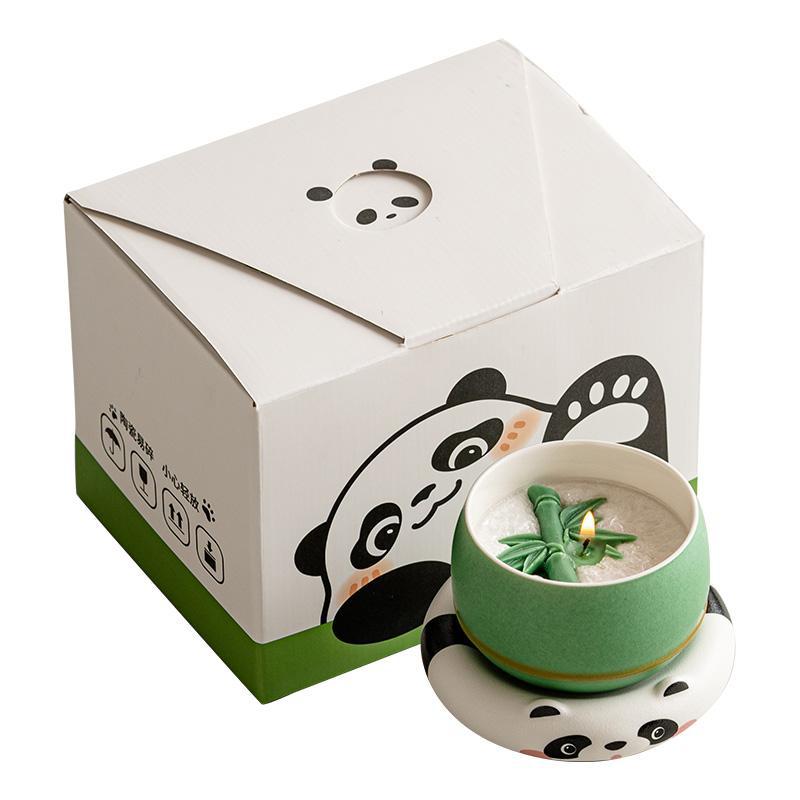Tre xanh Panda hương thơm nến cốc trang trí sáng tạo để bàn gia dụng trong nhà hương thơm cao cấp lâu dài